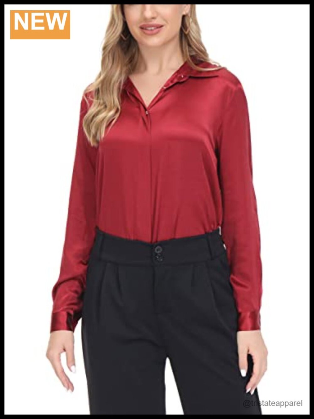 100% Mulberry Silk Blouse Long Sleeve Button Down Shirt